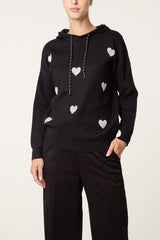 Embellished Heart Hooded Knit Jumper
