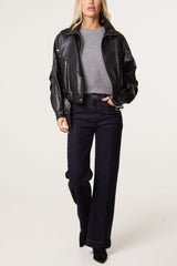 Textured PU Biker Jacket
