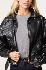 Textured PU Biker Jacket