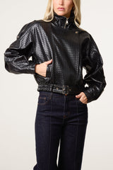 Textured PU Biker Jacket