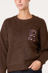 Animal "Harvard" Embroidery Knit Jumper