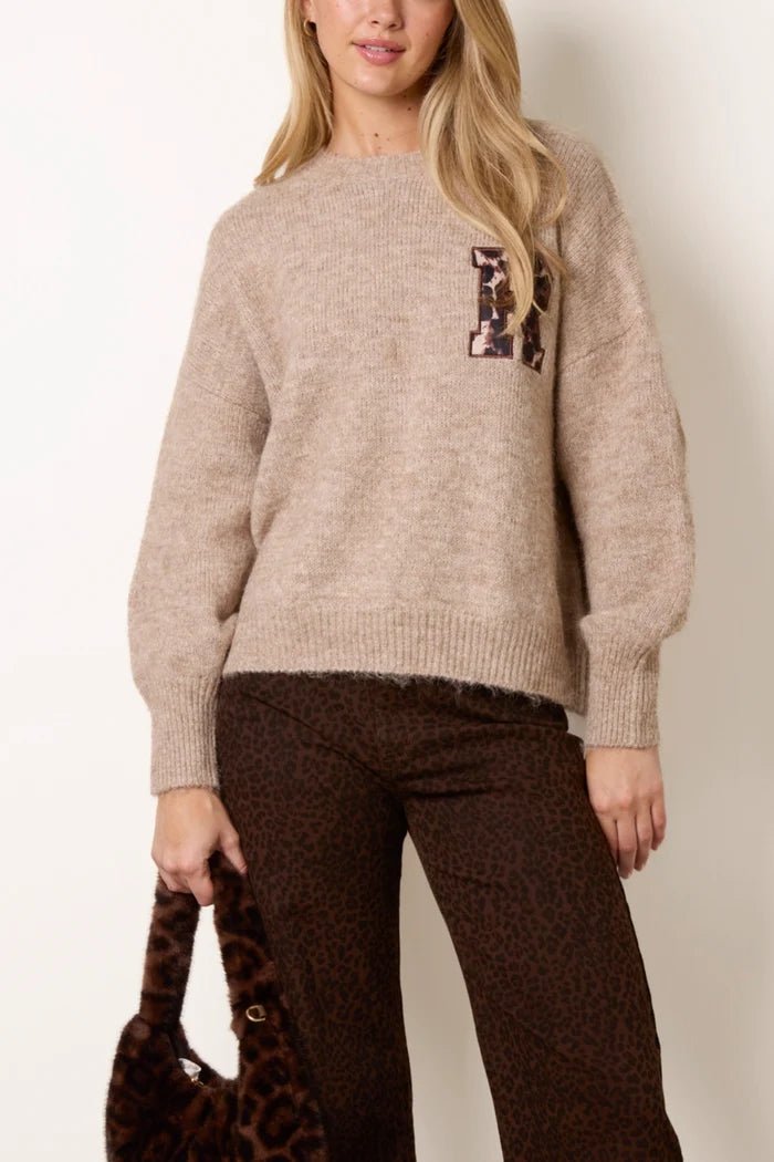 Animal "Harvard" Embroidery Knit Jumper - Downtown Girl