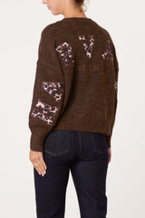 Animal "Harvard" Embroidery Knit Jumper - Downtown Girl