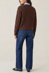Cable Knit Cardigan With Collar