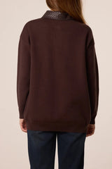 Classic PU Polo Collar Knit Jumper - Downtown Girl