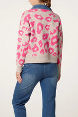 Denim Collar Animal Knit Jumper - Downtown Girl