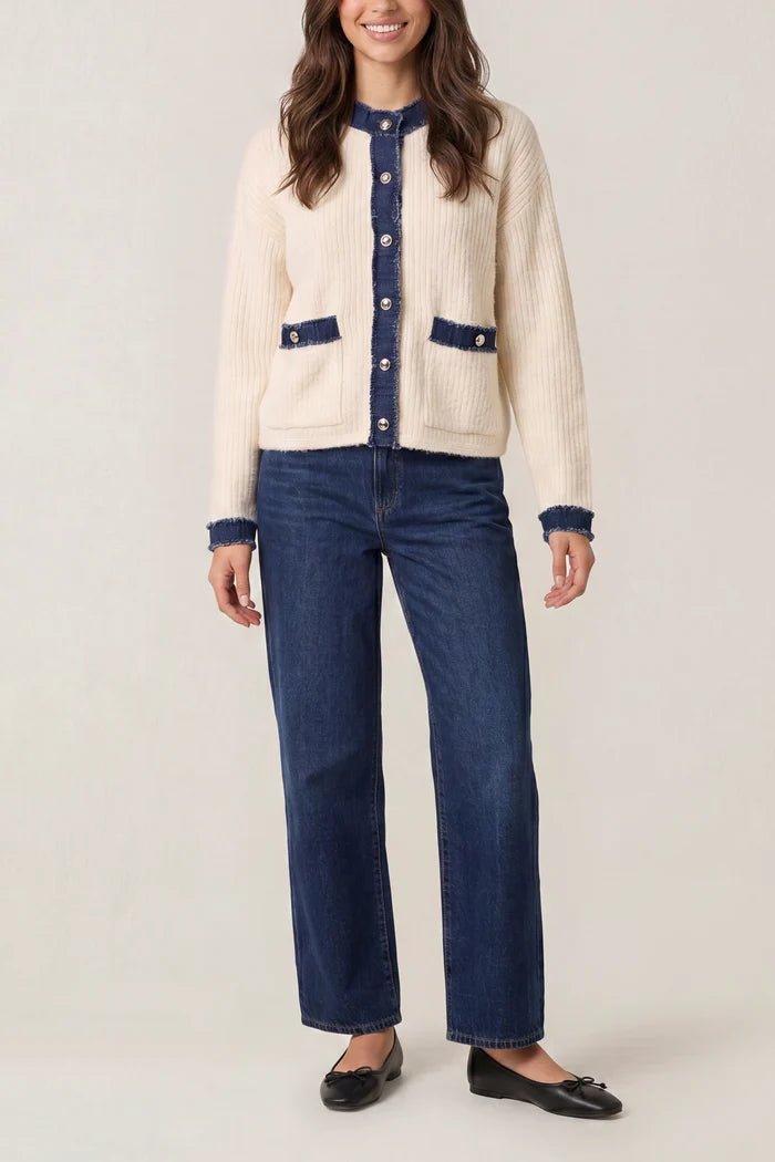 Denim Mix Cardigan - Downtown Girl