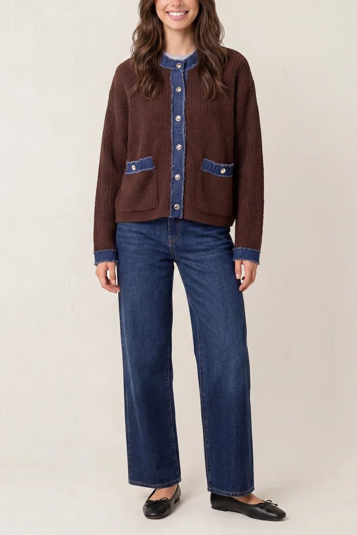 Denim Mix Cardigan - Downtown Girl