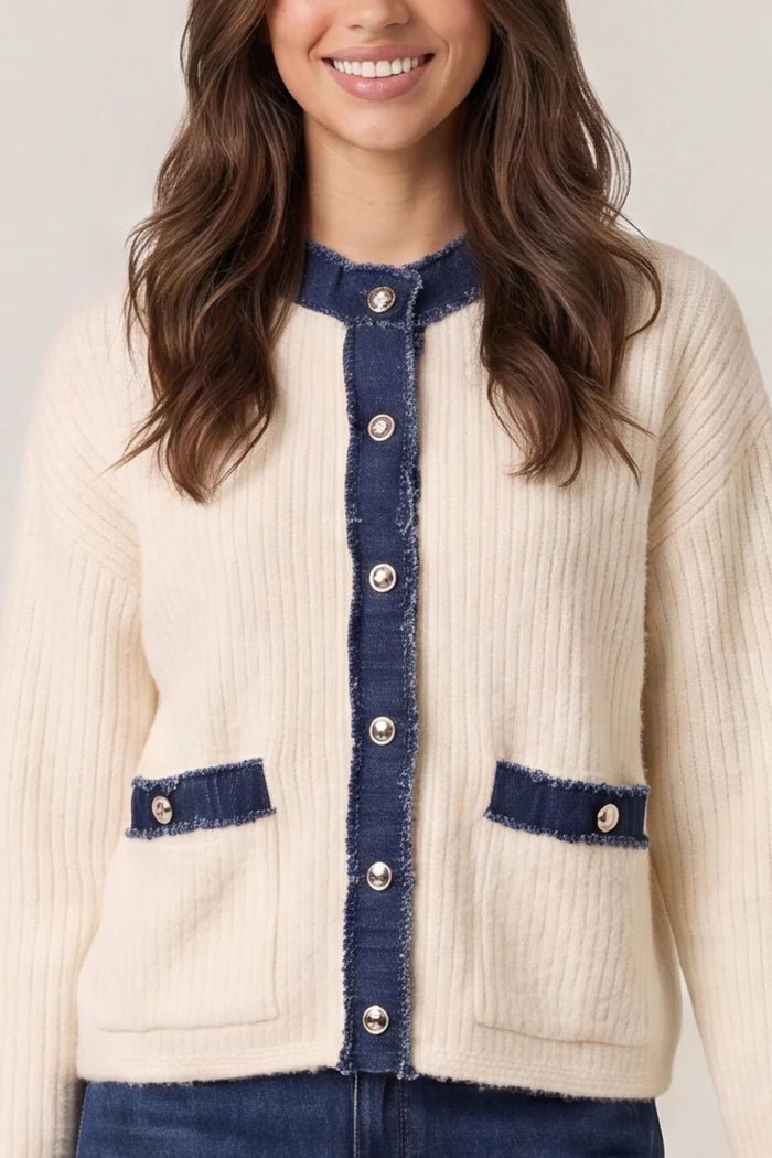Denim Mix Cardigan - Downtown Girl