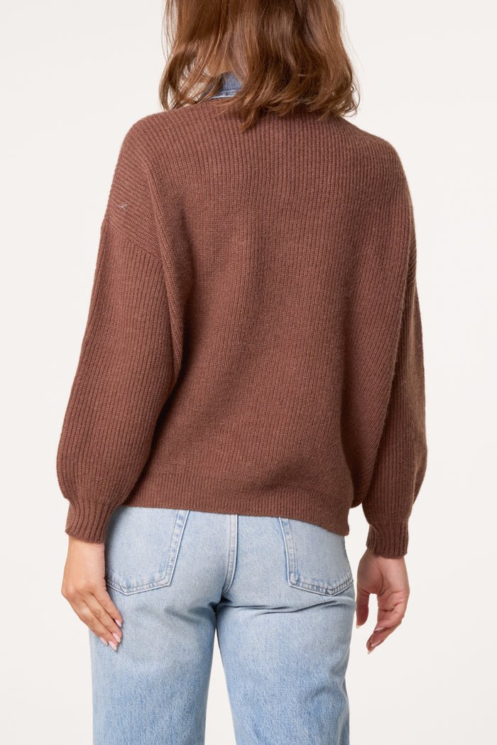 Denim Pocket Knit Jumper - Downtown Girl