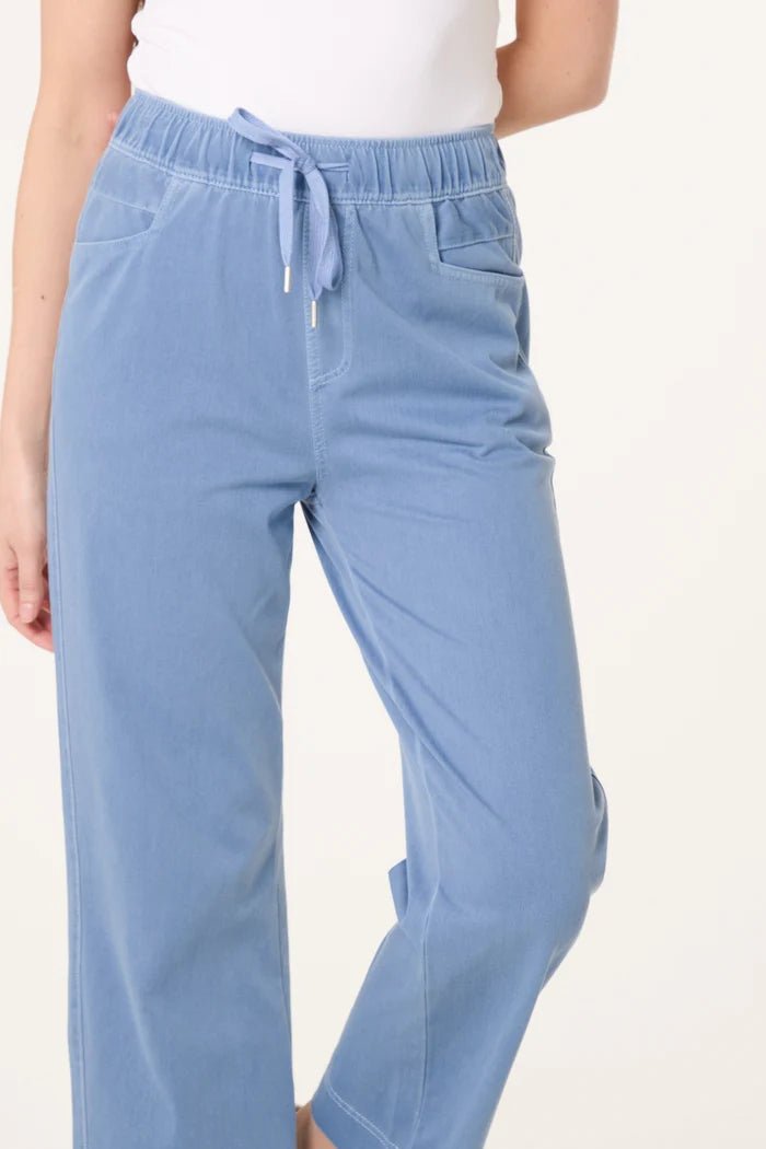 Elastic Waist Denim Trousers - Downtown Girl