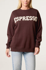 Espresso Crew Neck Sweatshirt - Downtown Girl