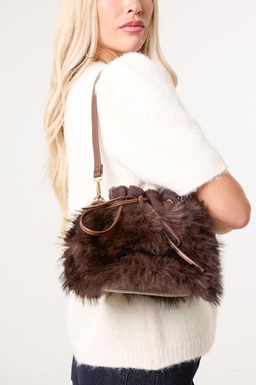 Faux Fur Bow Shoulder Bag - Downtown Girl