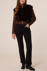 Faux Fur Zip Through Cropped Jacket - Downtown Girl