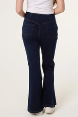 Flared Cross Over Waistband Jeans - Downtown Girl
