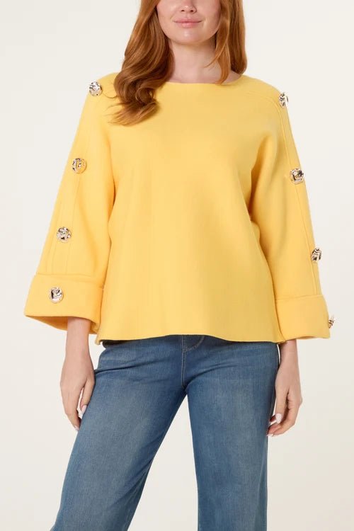 Gold Button Detail Jumper - Downtown Girl