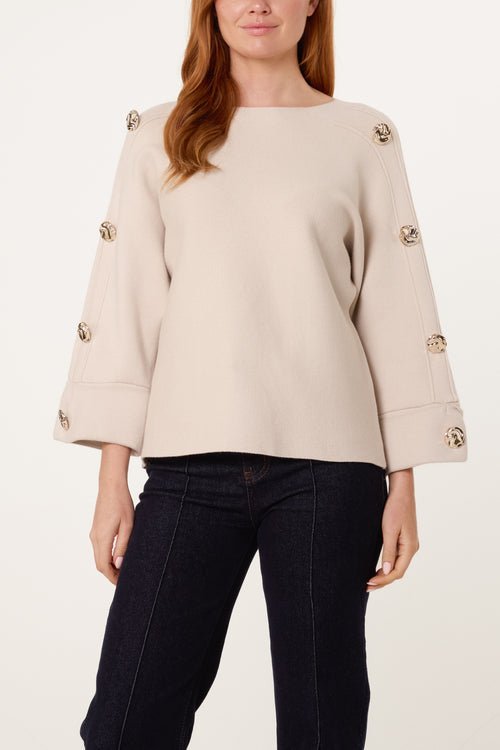 Gold Button Detail Jumper - Downtown Girl