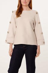 Gold Button Detail Jumper - Downtown Girl