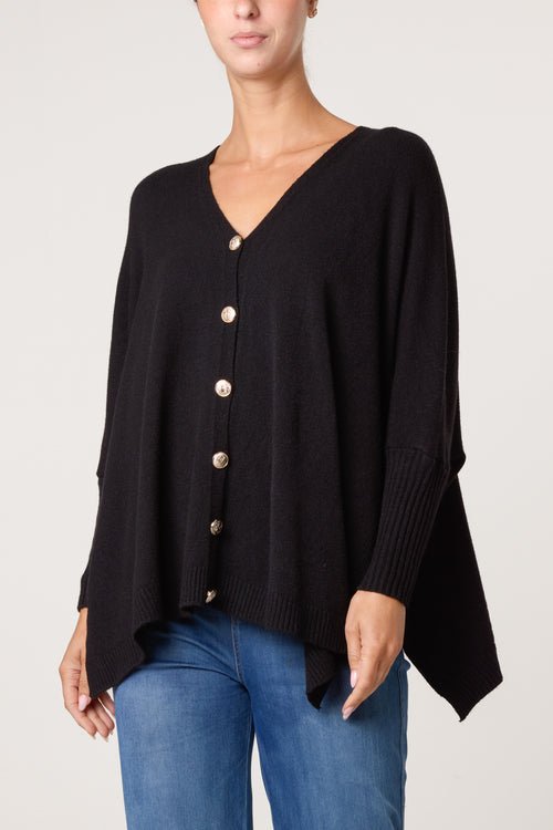 Gold Button Through Jumper - Downtown Girl