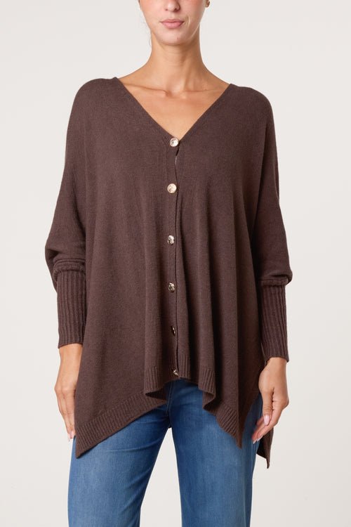 Gold Button Through Jumper - Downtown Girl