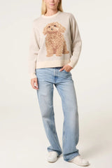Knitted Round Neck Dog Jumper - Downtown Girl