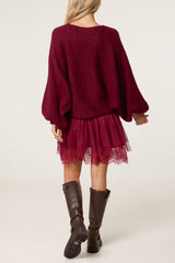 Layered Knit Jumper and Lace Mini Dress - Downtown Girl