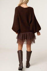 Layered Knit Jumper and Lace Mini Dress - Downtown Girl