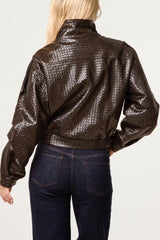 Textured PU Biker Jacket
