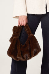 Faux Fur Bow Detail Shoulder Bag