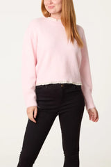 Lace Trim & Neck Knit Jumper