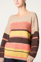 Round Neck Striped Knit Jumper - Downtown Girl