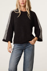 Striped Sleeve Wool Blend Knit Jumper - Downtown Girl