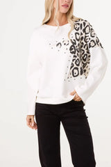 Studded Leopard Star Jumper - Downtown Girl
