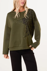 Studded Leopard Star Jumper - Downtown Girl