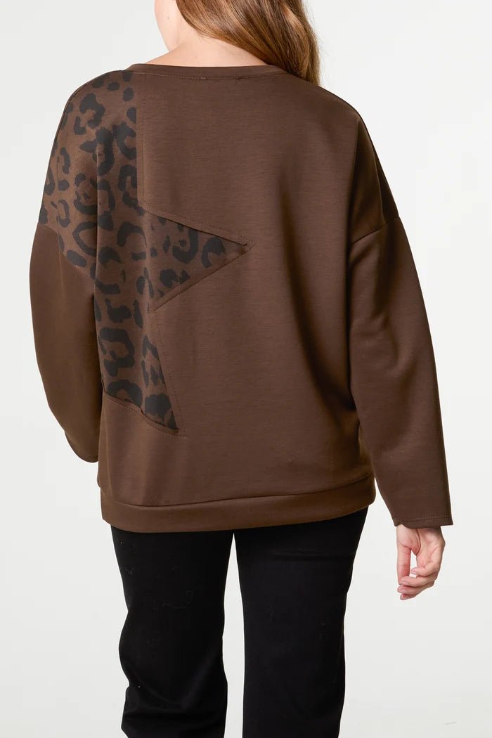 Studded Leopard Star Jumper - Downtown Girl