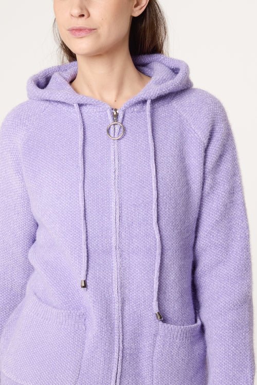 Zip Up & Pocket Knit Cosy Hoodie - Downtown Girl