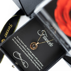 Luxury Black Black Rose Box With Love Languages Necklace With Message - Downtown Girl