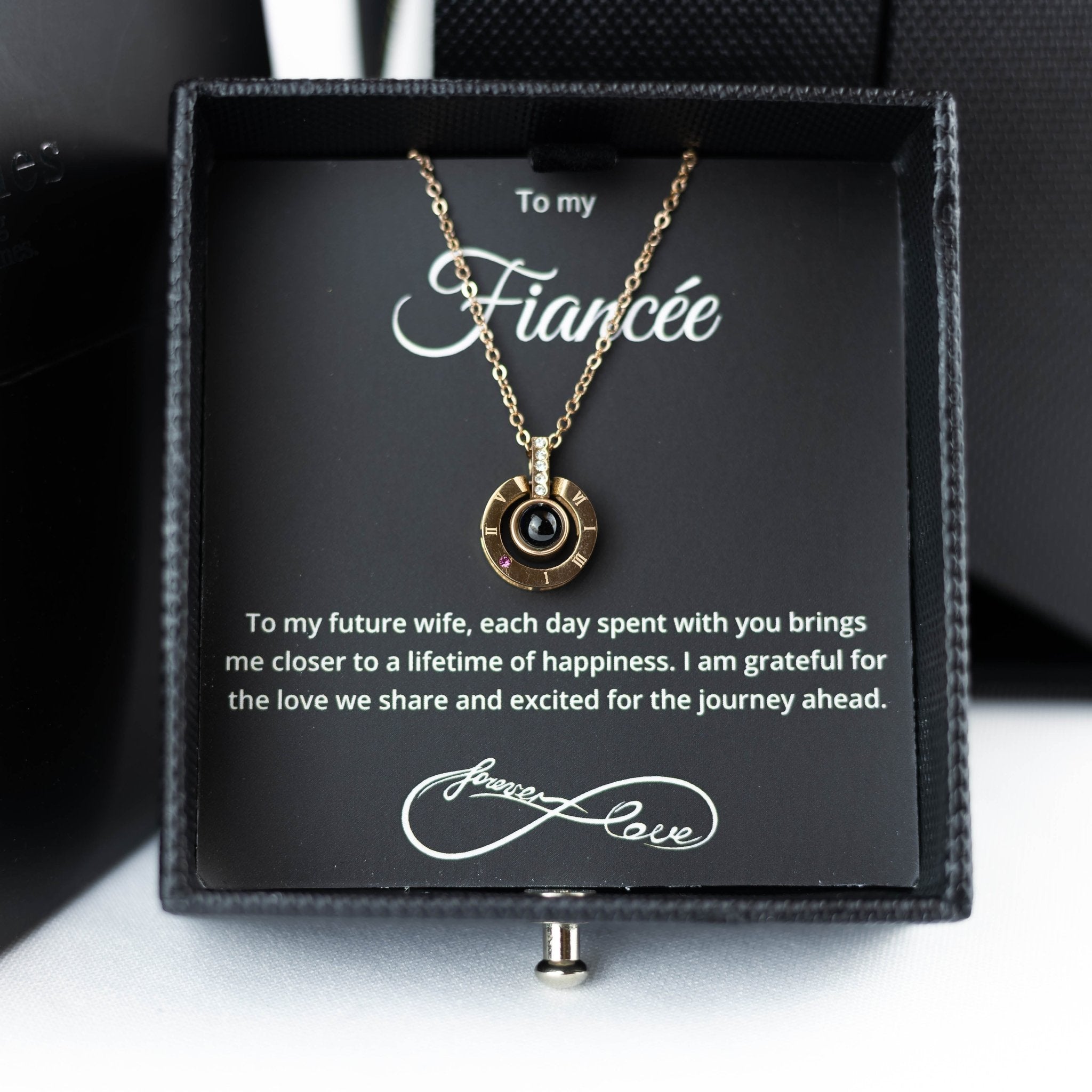 Luxury Black Black Rose Box With Love Languages Necklace With Message - Downtown Girl