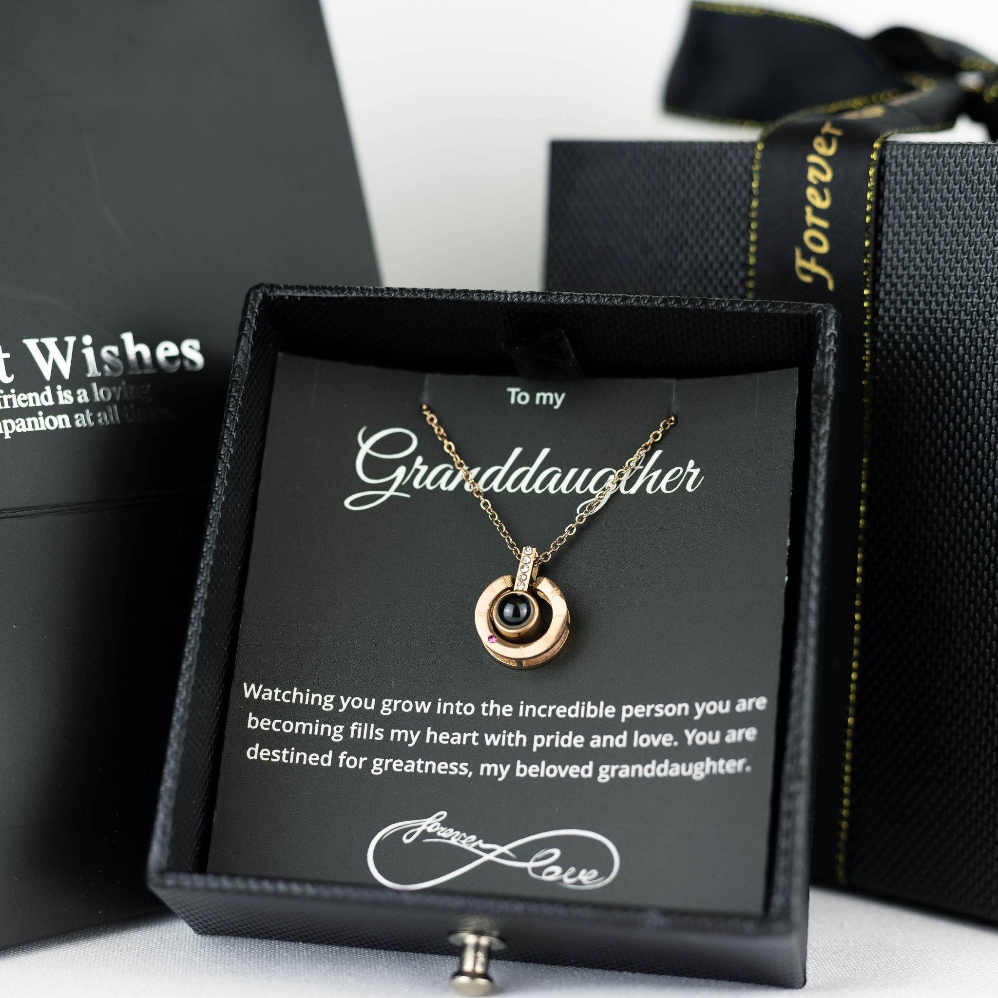 Luxury Black Black Rose Box With Love Languages Necklace With Message - Downtown Girl