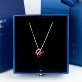 Luxury Blue Rose Box With Red Birthstone And Message - Downtown Girl