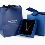 Luxury Blue Rose Box With Red Birthstone And Message - Downtown Girl