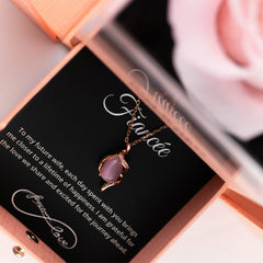 Pink Rain Drop Gem Pendant With Message - Downtown Girl