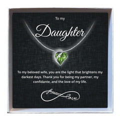 To My Daughter - Birthstone Heart Necklace - Downtown Girl