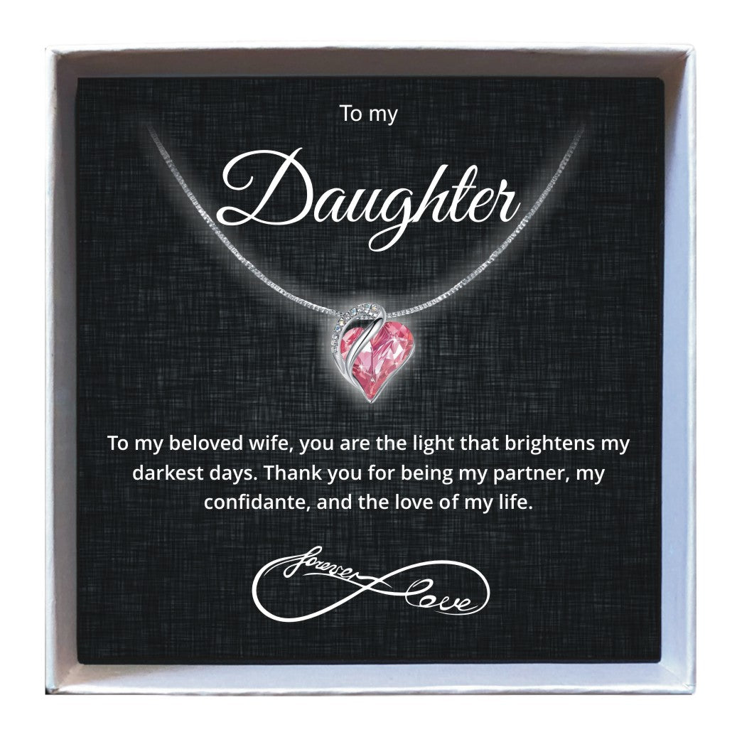 To My Daughter - Birthstone Heart Necklace - Downtown Girl