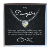 To My Daughter - Birthstone Heart Necklace - Downtown Girl
