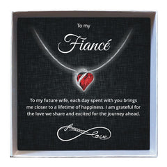To My Fiancé - Birthstone Heart Necklace - Downtown Girl