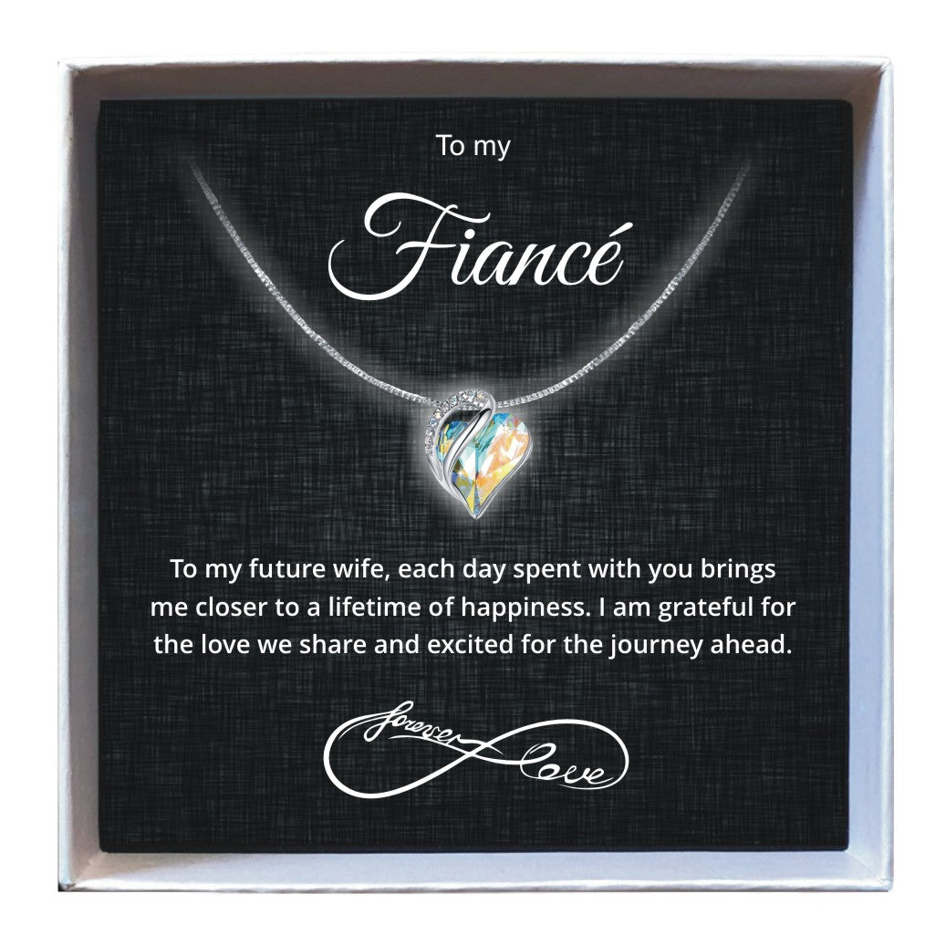 To My Fiancé - Birthstone Heart Necklace - Downtown Girl