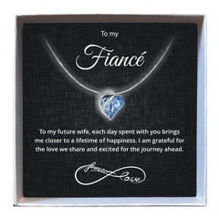 To My Fiancé - Birthstone Heart Necklace - Downtown Girl