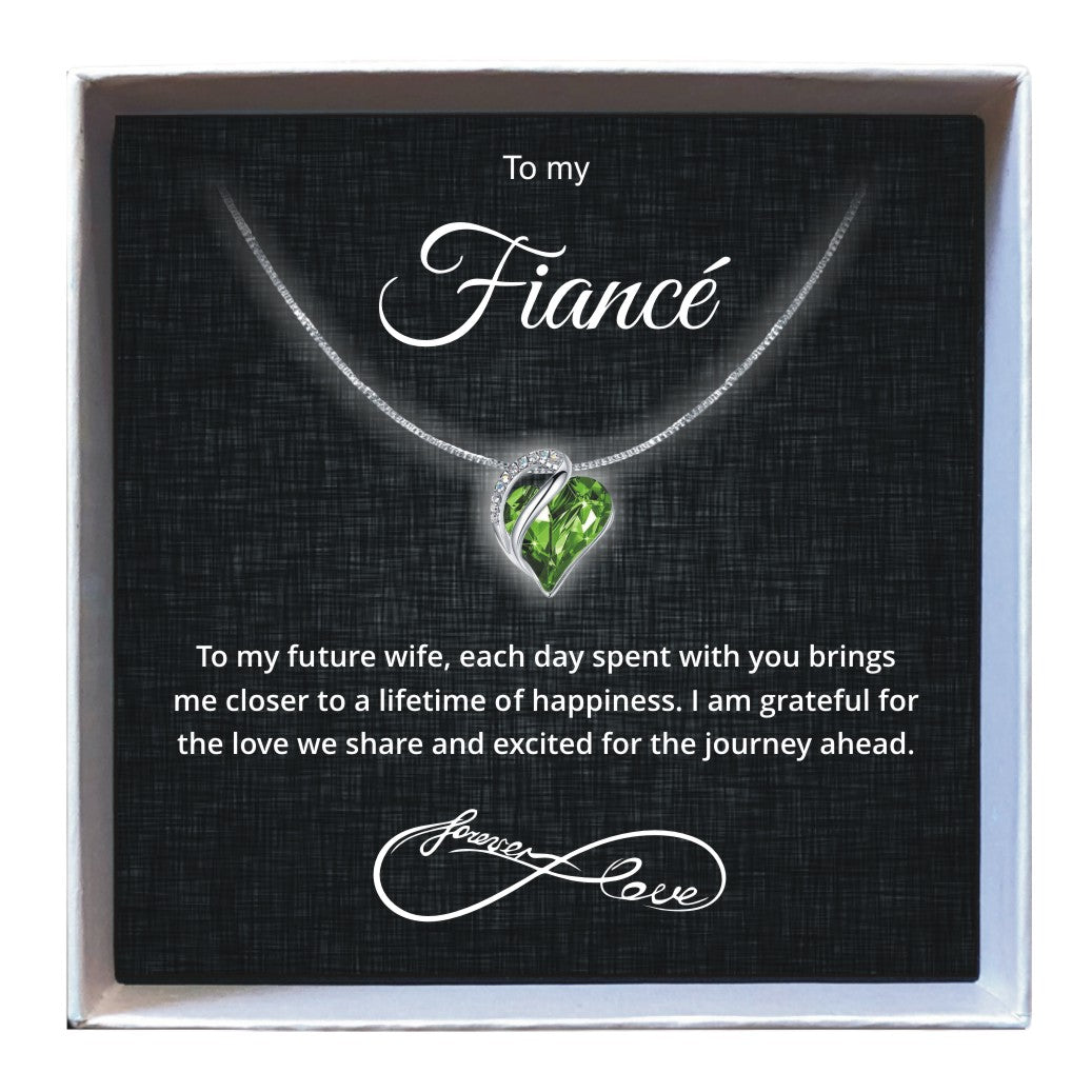 To My Fiancé - Birthstone Heart Necklace - Downtown Girl