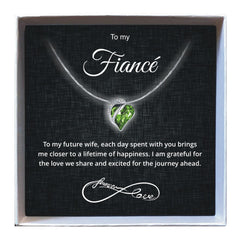 To My Fiancé - Birthstone Heart Necklace - Downtown Girl